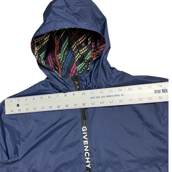 Givenchy Men XL Blue Reversible Full Zip Windbreaker Jacket Designer Lightweight - Picture 7 of 14